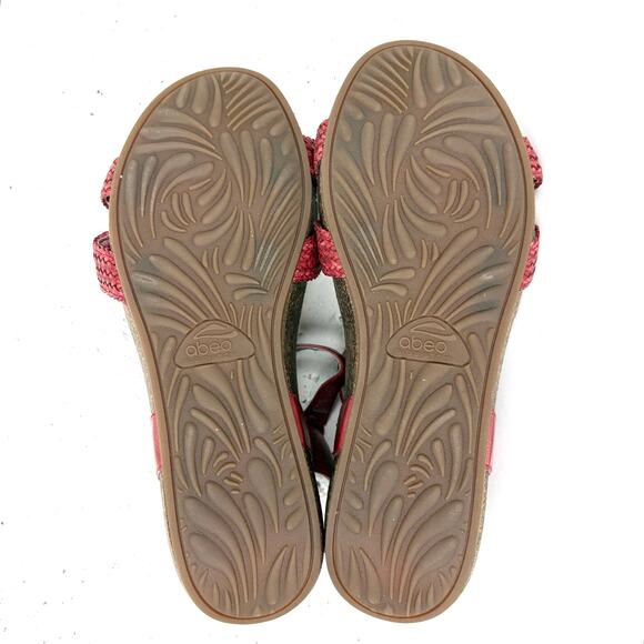 Abeo Womens Urmy Wedge Sandals Leather Blend Upper Ankle Strap Red Size 10 - Picture 4 of 11